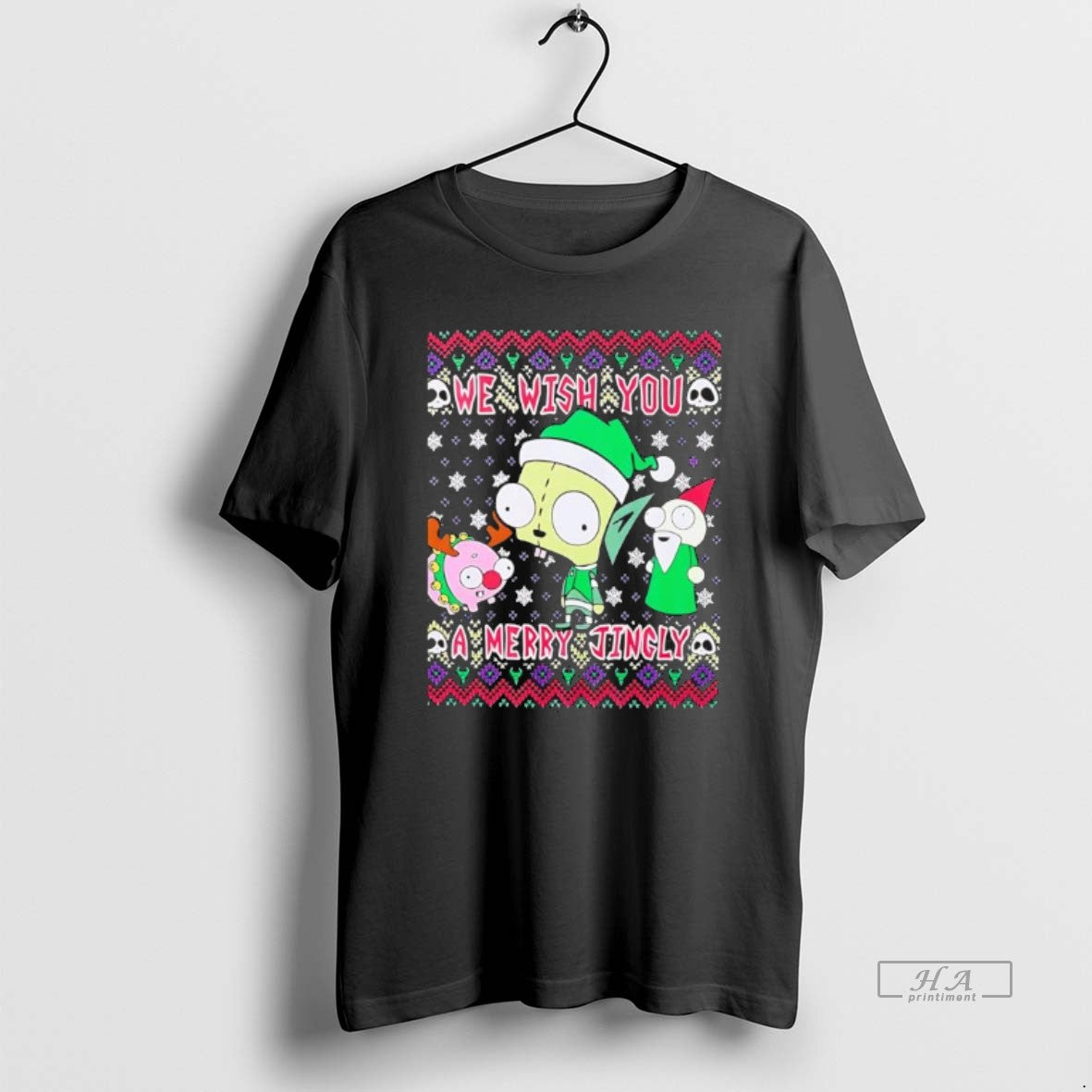 Official We Wish You Merry Jingly Ugly Black T-Shirts