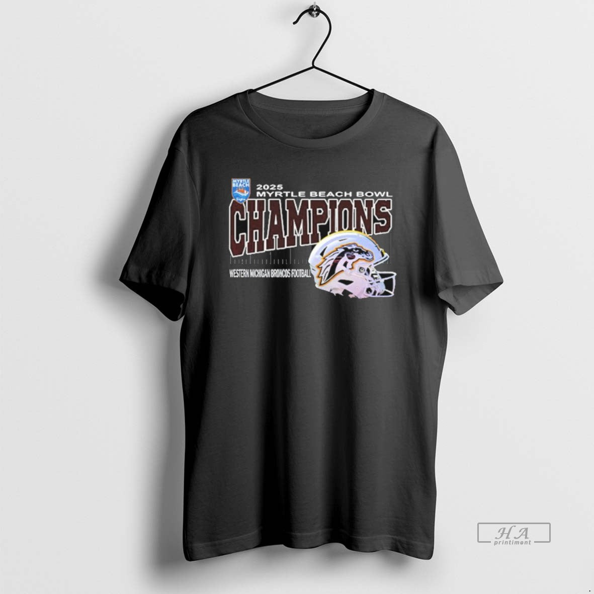 Official Western Michigan Broncos Are Myrtle Beach Bowl Champions Helmet Brooks Stadium Conway South T-Shirts