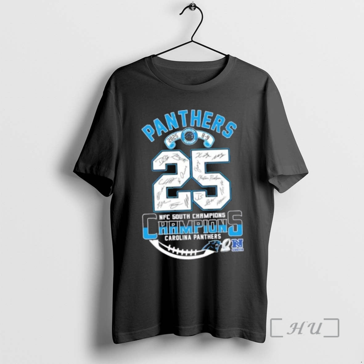 Officials 2025 8 9 Nfc South Division Champions Carolina Panthers All Signatures T-Shirts