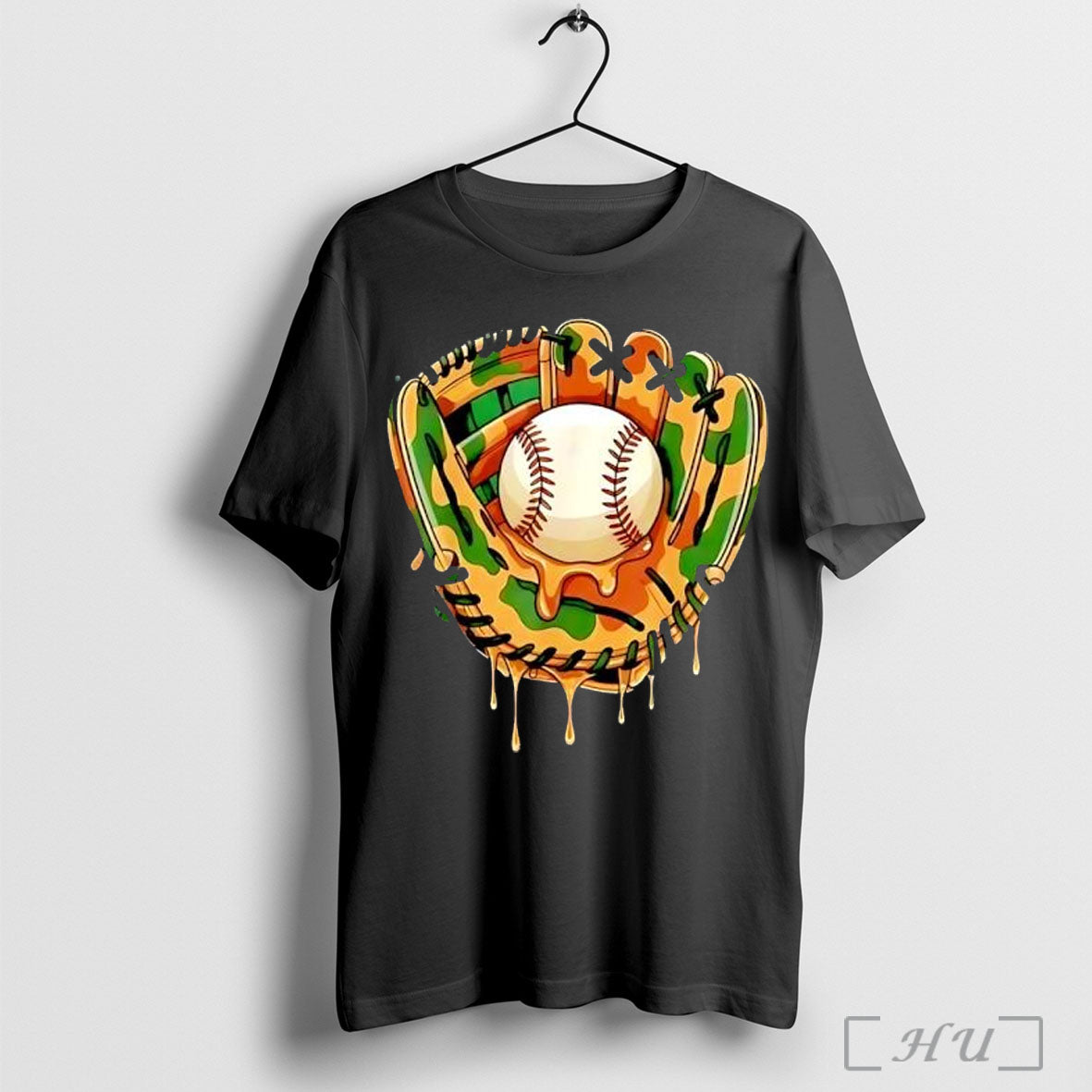 Officials Baseball Glove With Dripping Honey Camouflage Pattern T Shirt