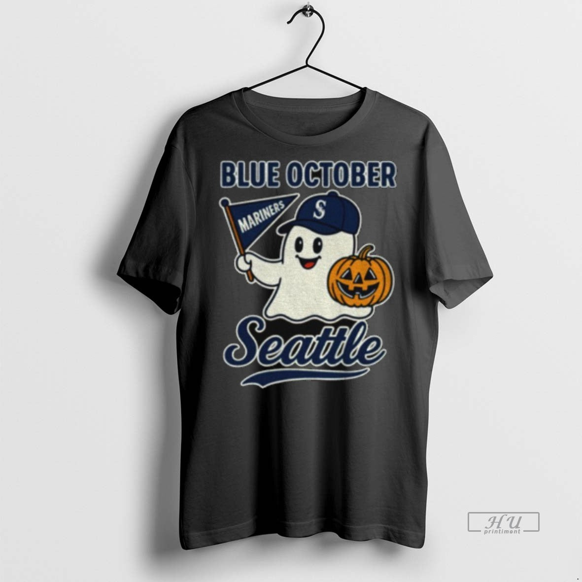 Officials Blue October Seattle Mariners Halloween Ghost Tee Shirt Sweater