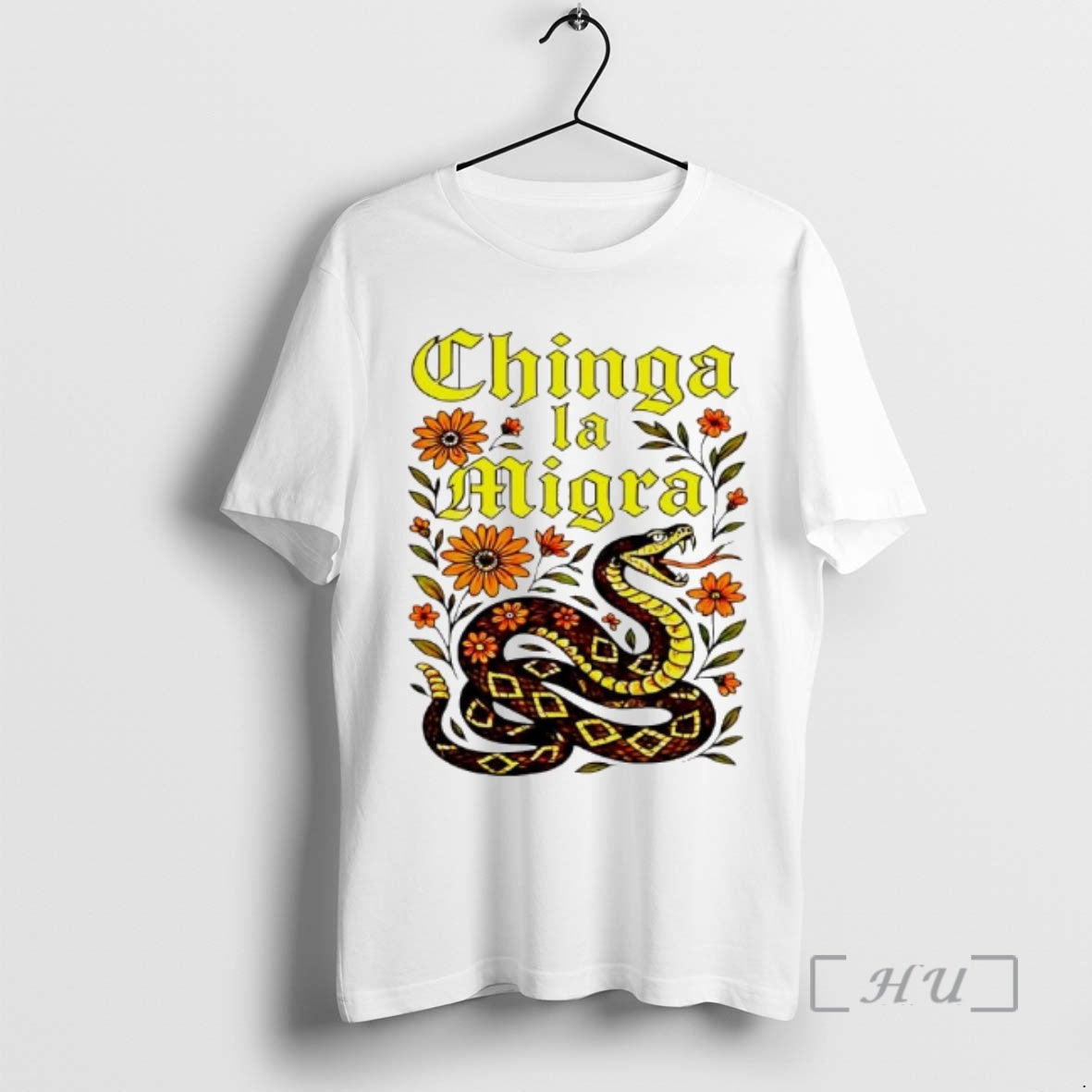 Officials Chinga La Migra Fuck Border Patrol Snake Floral T-Shirts