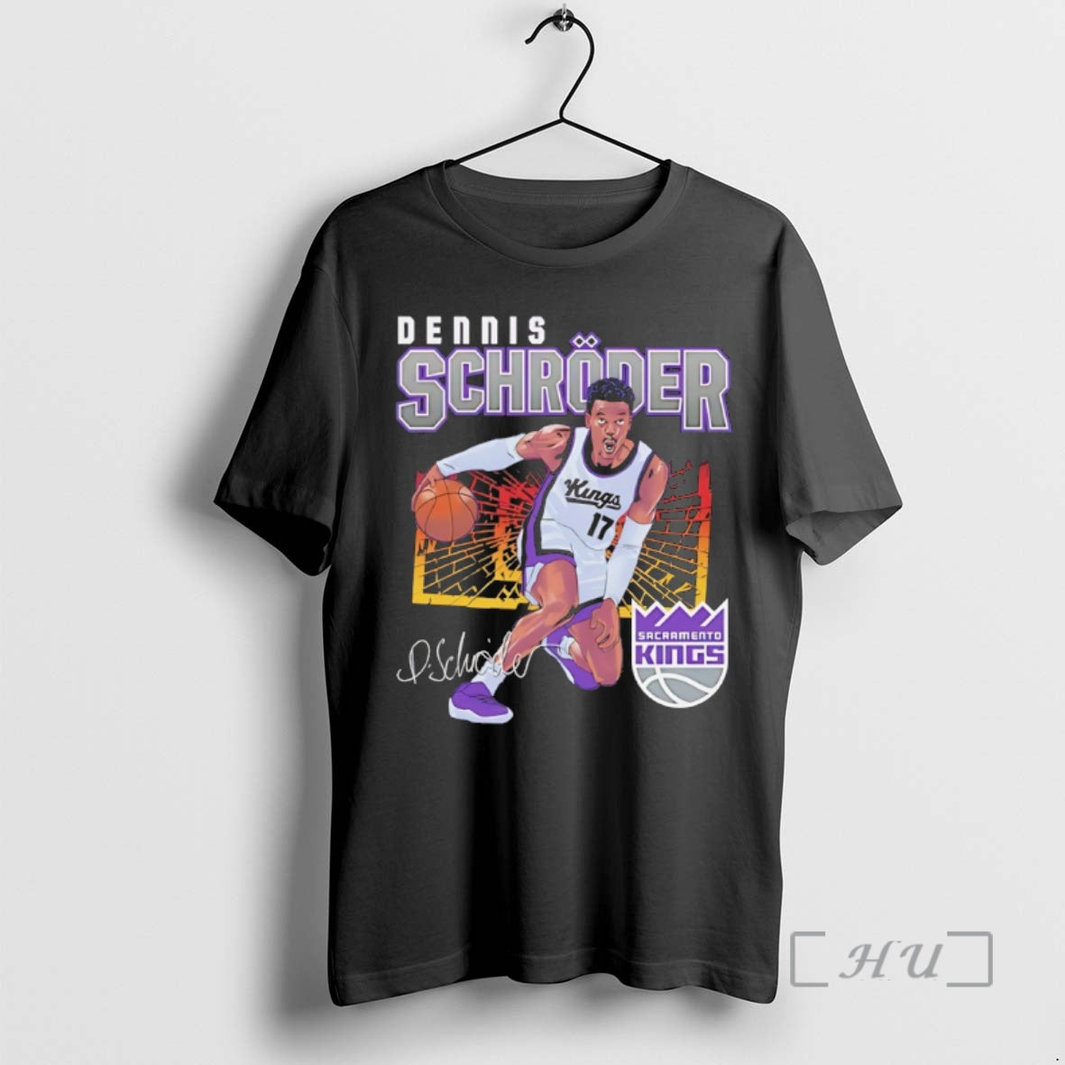 Officials Dennis Schroder Sacramento Kings Player Signature Shattered T-Shirts