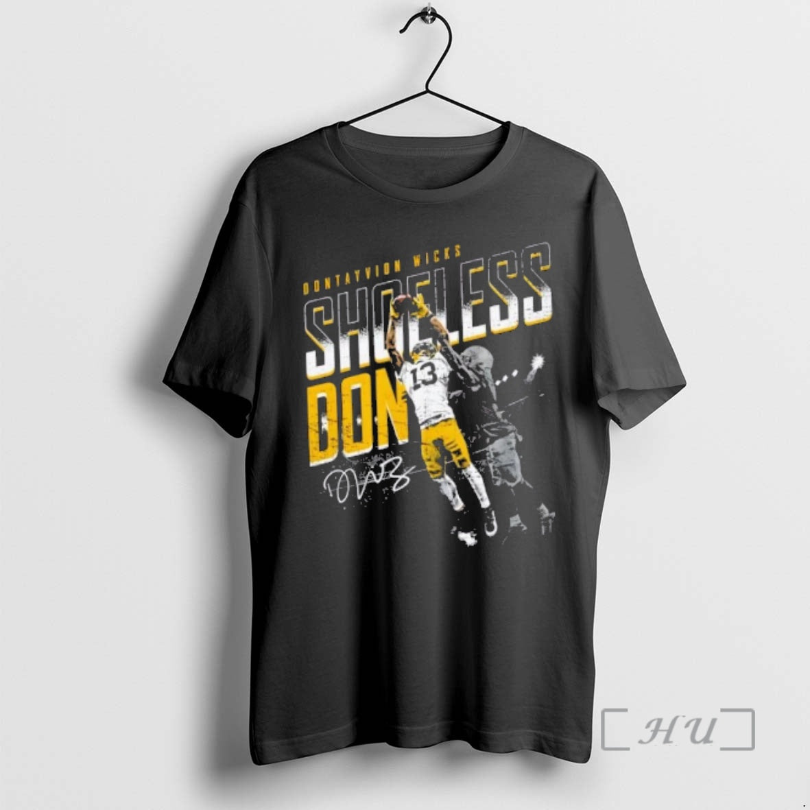Officials Dontayvion Wicks Green Bay Packers Shoeless Catch Signature T-Shirts