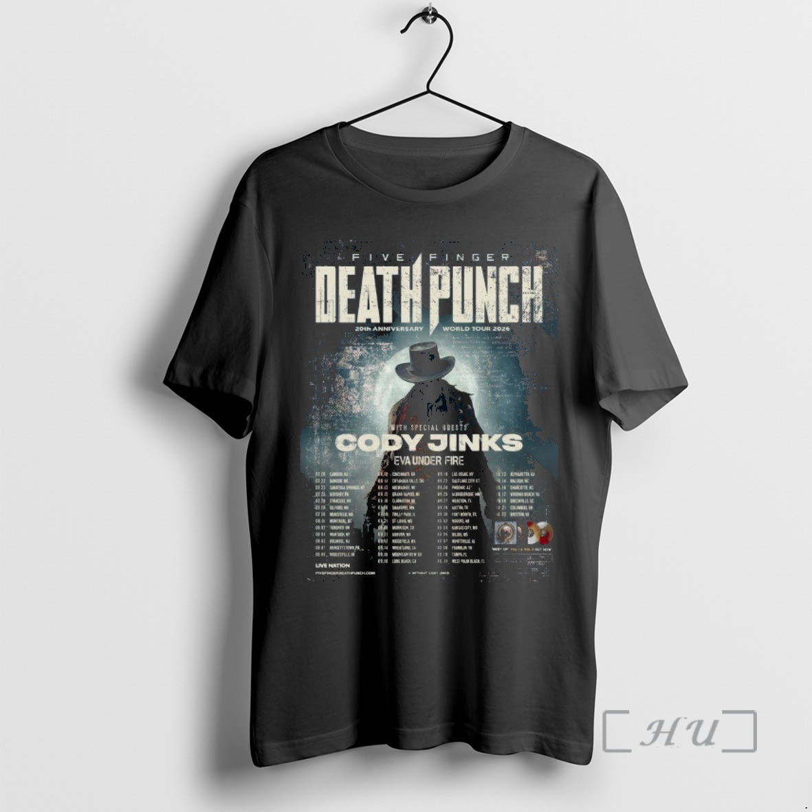 Officials Five Finger Death Punch 20th Anniversary World Tour 2026 North America City T-Shirts