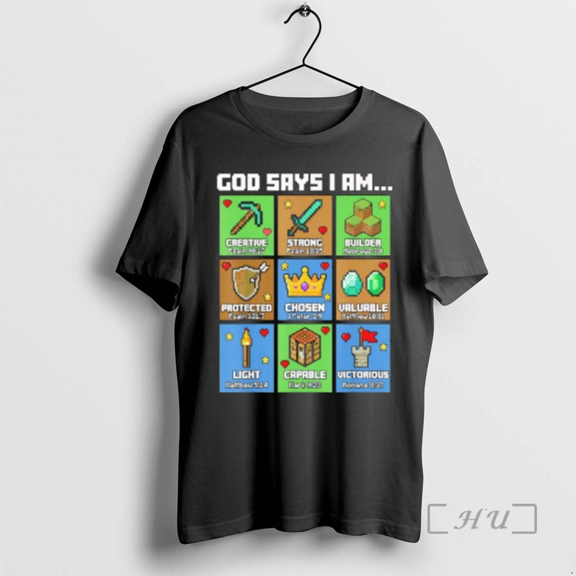 Officials God Says I Am Bible Verses Pixel Art Christian Gamer T-Shirts