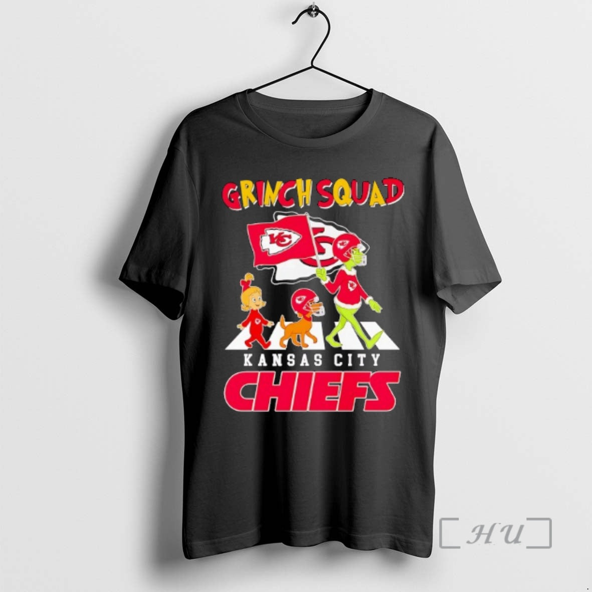 Officials Grinch Cindy Lou Who Max Walking Across Grinch Squad Kansas City Chiefs T-Shirts