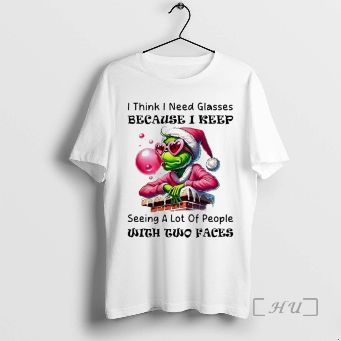 Officials Grinch Pink Santa I Think I Need Glasses Because I Keep Seeing Lot T-Shirts