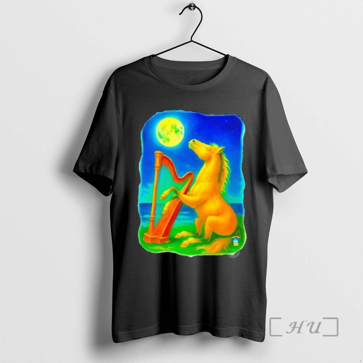 Officials Horse Lovers Musical Moon Harp Art T-Shirts