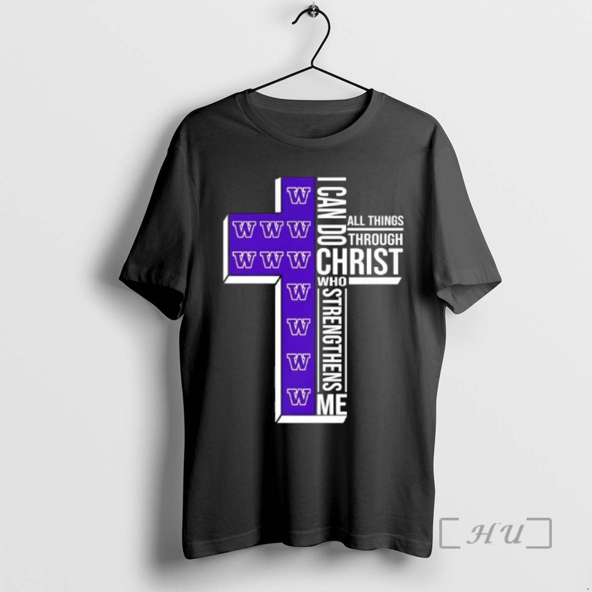 Officials I Can Do All Things Through Christ Who Strengthens Me Washington Huskies Basketball Cross T-Shirts