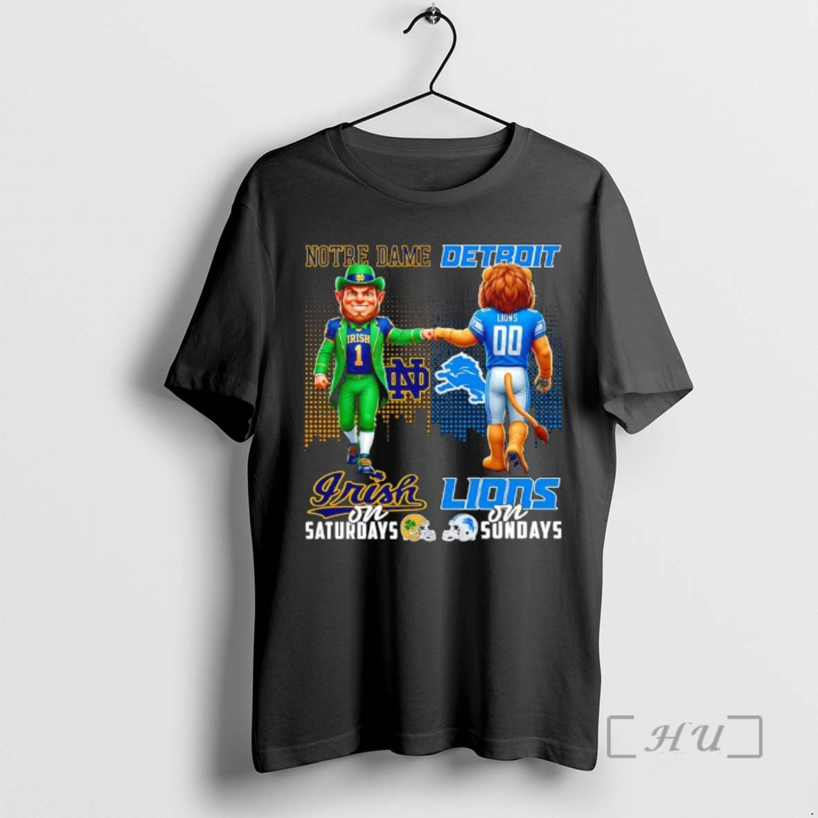 Officials Mascot Notre Dame Irish Saturdays Detroit Lions Sundays T-Shirts