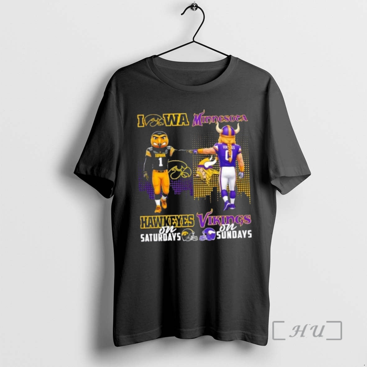 Officials Mascots Iowa Hawkeyes Saturdays Vs Minnesota Vikings Sundays Skyline T-Shirts