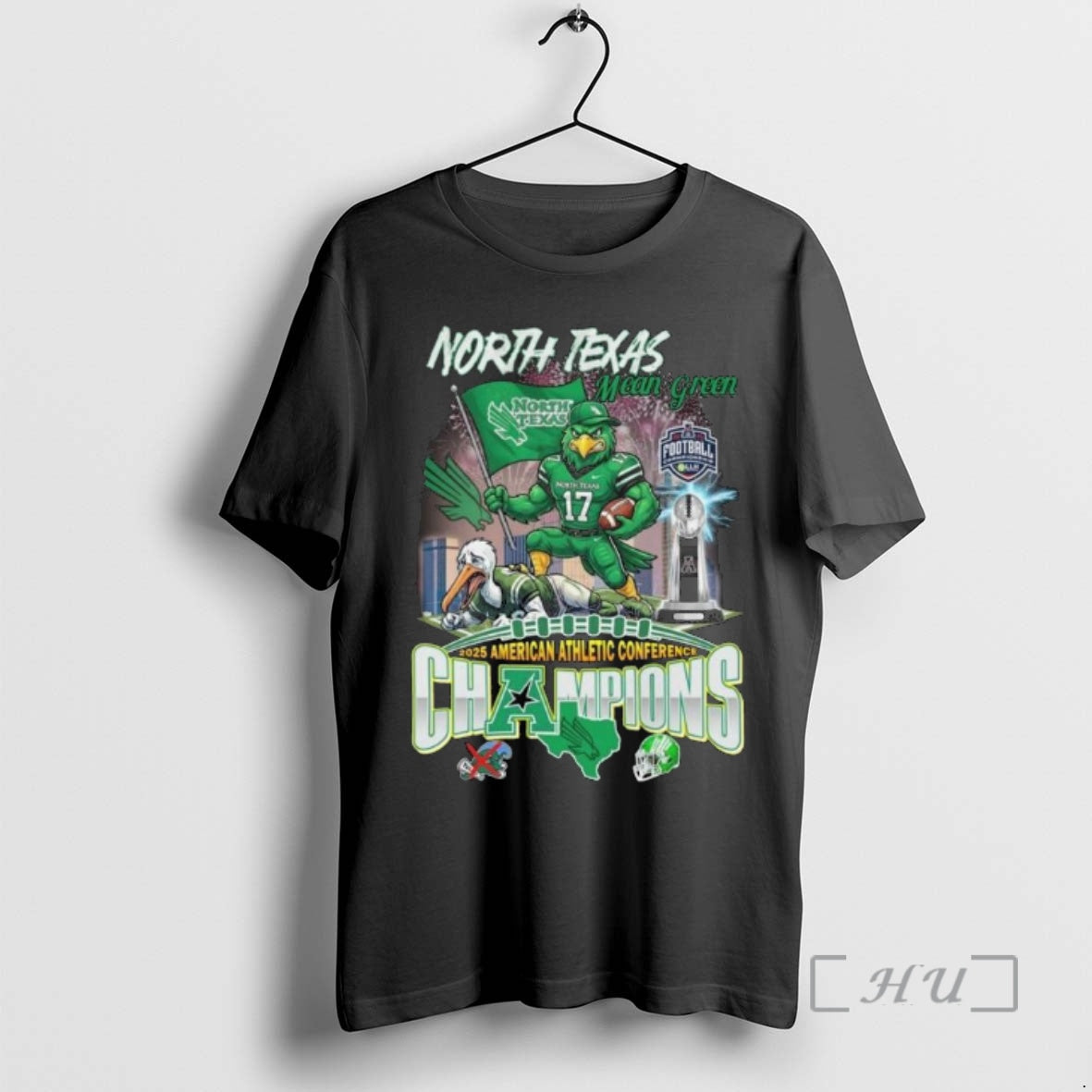 Officials North Texas Mean Green 2025 American Athletic Conference Champions Mascot T-Shirts