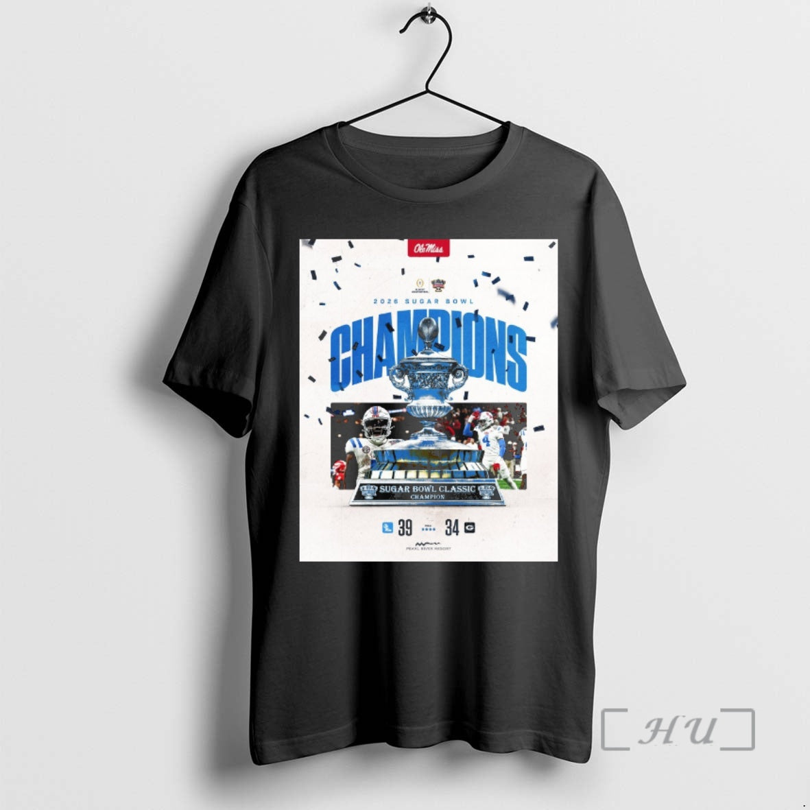 Officials Ole Miss Vs Georgia Final Score 39 34 2026 Sugar Bowl Classic Champions T-Shirts