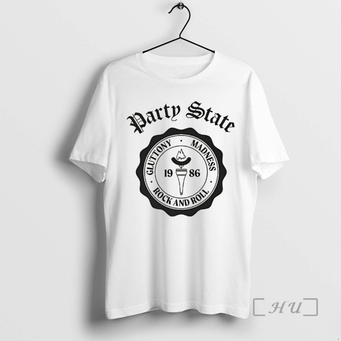 Officials Party State Gluttony Madness Rock Roll 1986 Logo T-Shirts