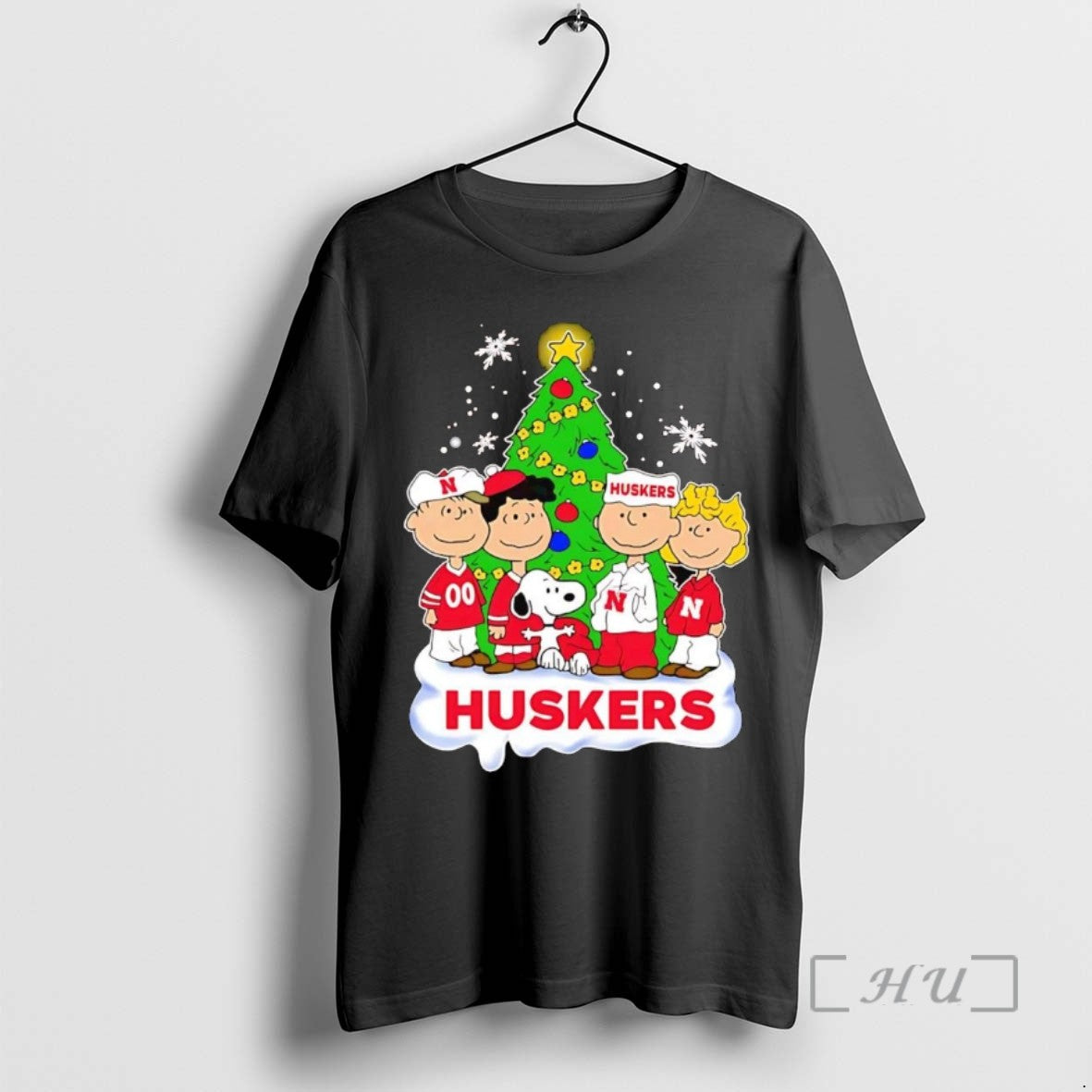 Officials Peanuts Nebraska Cornhuskers Under Christmas Tree T Shirt Sweater