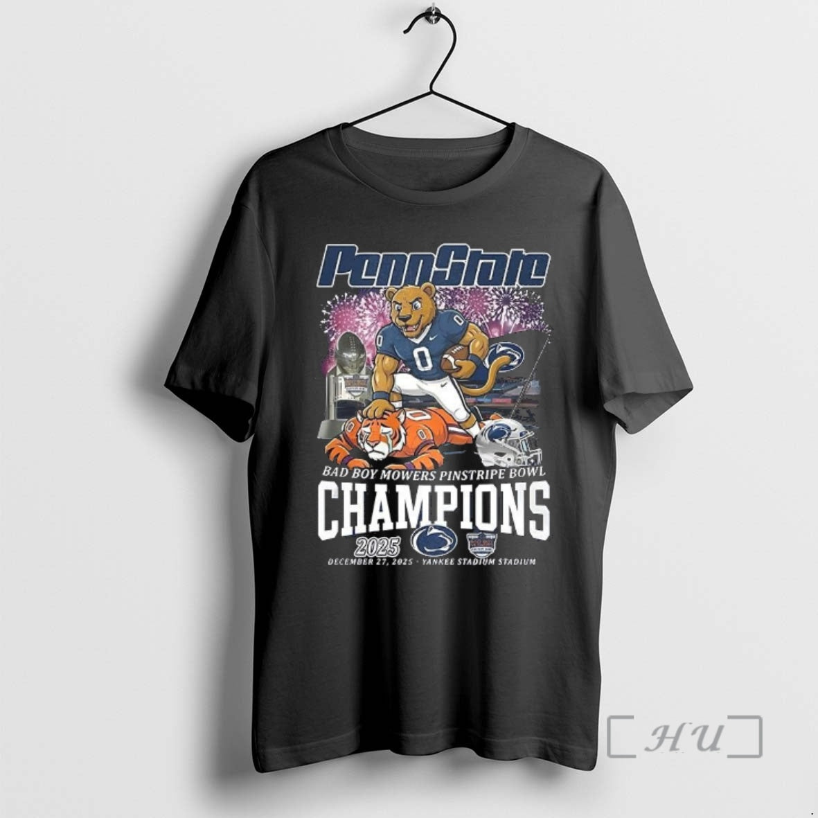 Officials Penn State Nittany Lions Ncaa Bad Boy Mowers Pinstripe Bowl Champions 2025 Yankee Stadium T-Shirts