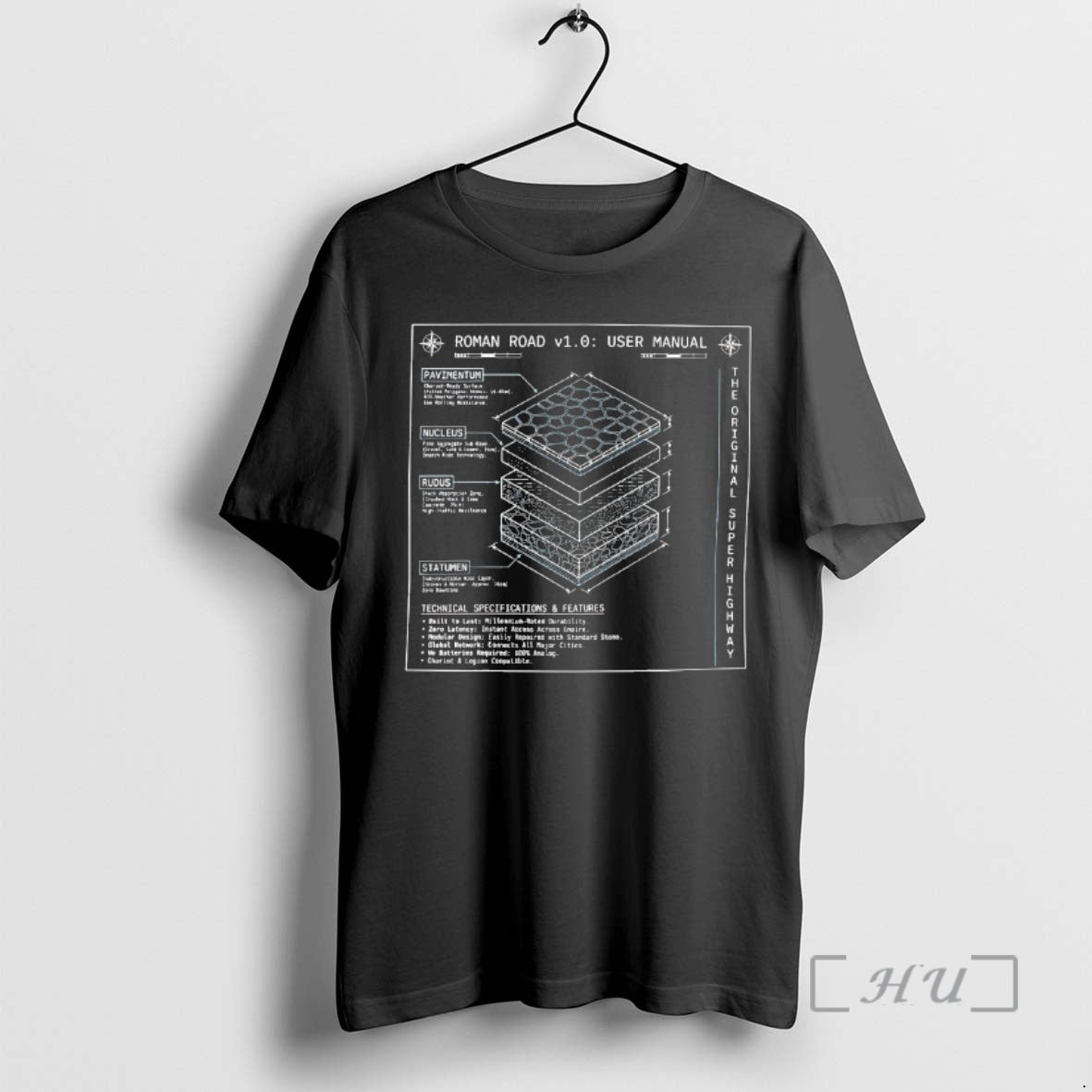 Officials Roman Road Schematic Super Highway Blueprint T-Shirts