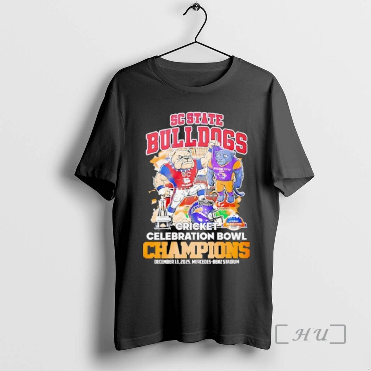 Officials Sc State Bulldogs Beat Prairie View Am 2025 Cricket Celebration Bowl Champions Mascot T-Shirts