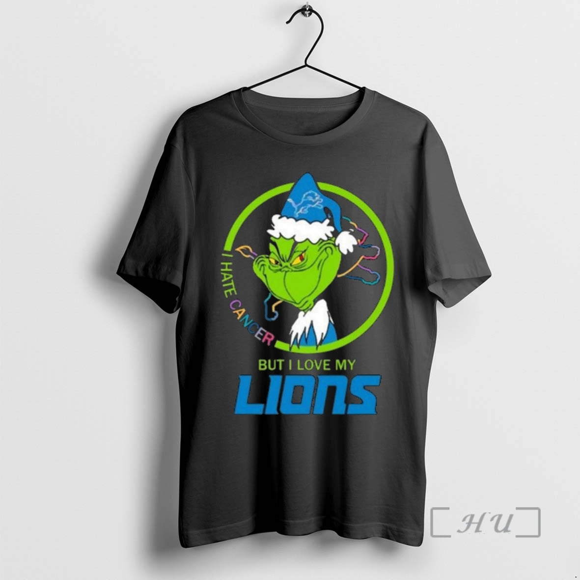 Officials Grinch I Hate Cancer But I Love My Detroit Lions Merry T-Shirts