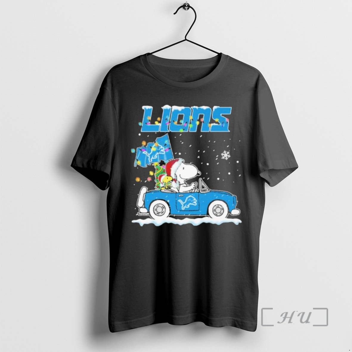 Officials Peanuts X Detroit Lions Driving Car T-Shirts