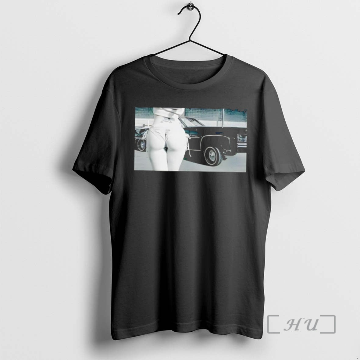 Officials Vintage Lowrider Car Girl Bikini Back View Graphic