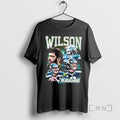 Officials Wilson Russell Seattle Football Quarterback Collage Cracked Text T-Shirts