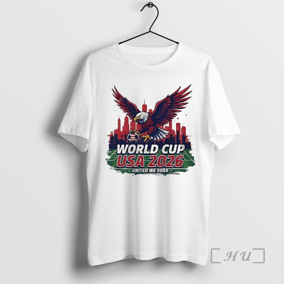 Officials World Cup Usa 2026 Bald Eagle Soccer United We Soar City Skyline Football Field T-Shirts