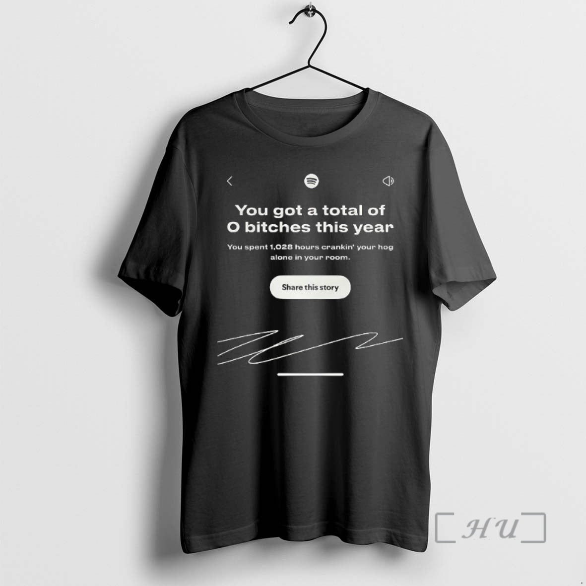 Officials You Got Total 0 Bitches This Year Spotify Wrapped Interface Meme T-Shirts