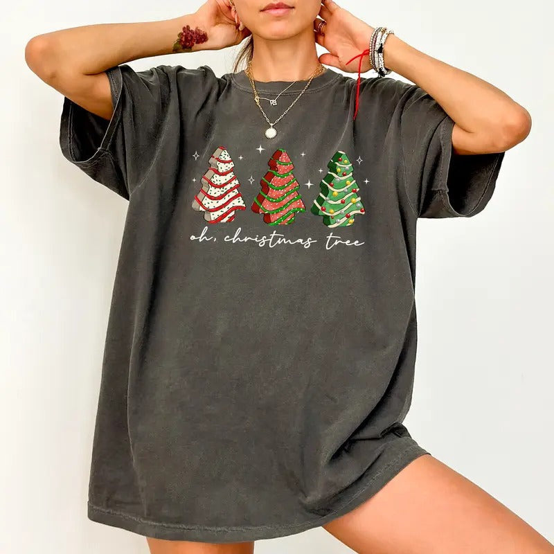 Oh Tree Shirt Comfort Colors Tree Cake Printed Coquette Tree Party Top Streetwear Relaxed Fit Chic T-Shirts
