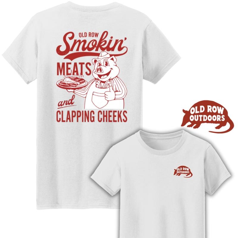 Old Row Smokin' Meats Clapping Cheeks Two Sides Cotton T-Shirts