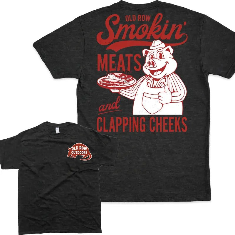 Old Row Smokin Meats Clapping Cheeks 100% Cotton T-Shirts
