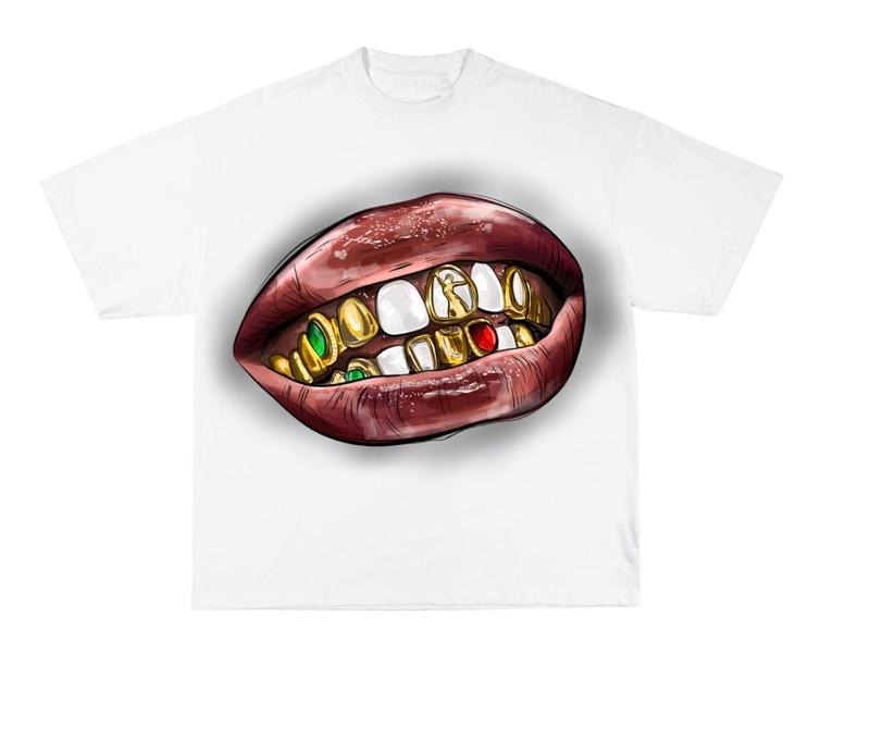 Hand Smile GRILLS Gold Rap Hip Hop Y2k T-Shirts