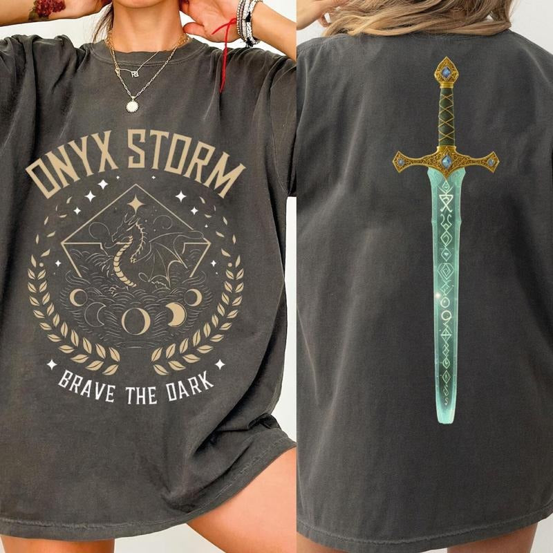 Onyx Storm Brave Dark Shirt Fourth Wing Shirt Fan Violet Sorrengail Dragon Rider Brave Dark ALC1961 T-Shirts