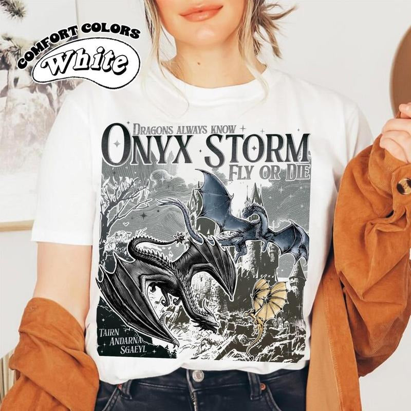 Onyx Storm Fourth Wing Shirt Dragon Rider Bookish Book Lover Fantasy Book Gildan T-Shirts