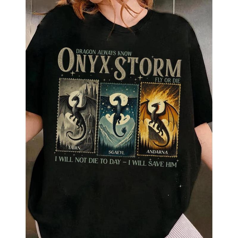 Onyx Storm Dragon Rider Fourth Wing Shirt Bookish Book Lover Fantasy Book Tairn&Andarna T-Shirts