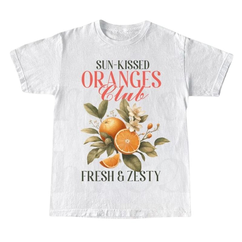 Orange Shirt Art Fruit Shirt Pastel Orange Shirt Foodie Her Shirt Fruit Shirt Boho T-Shirts