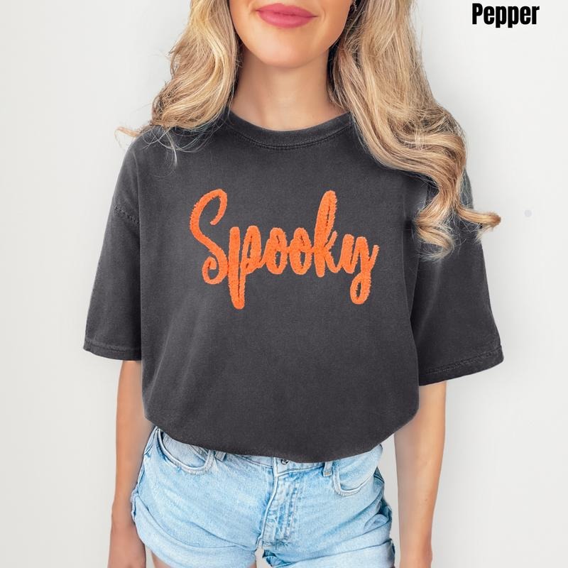 Orange Spooky Fluffy Patch Comfort Colors T-Shirts