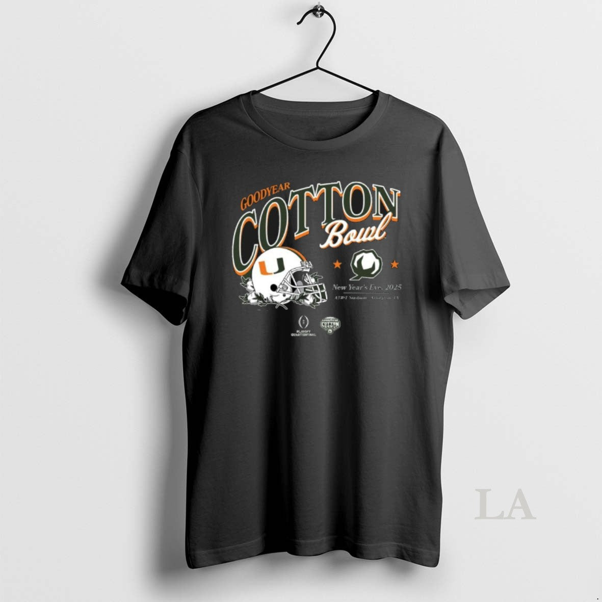Original 2025 Cotton Bowl Miami Canes Helmet Bound T-Shirts