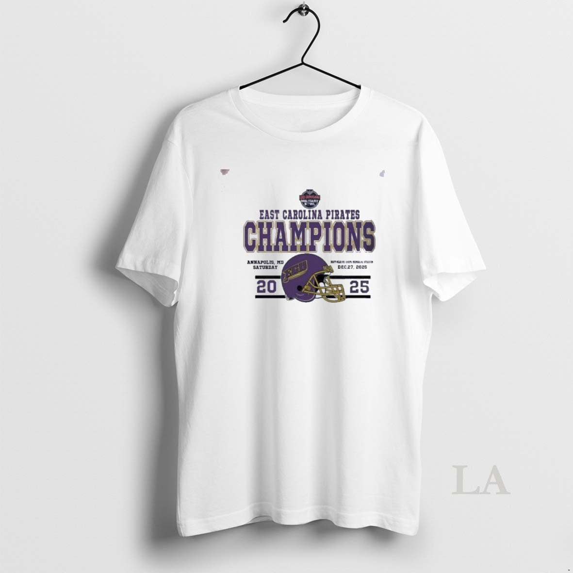 Original East Carolina Pirates Football Named Champions 2025 Go Bowling Military Bowl T-Shirts