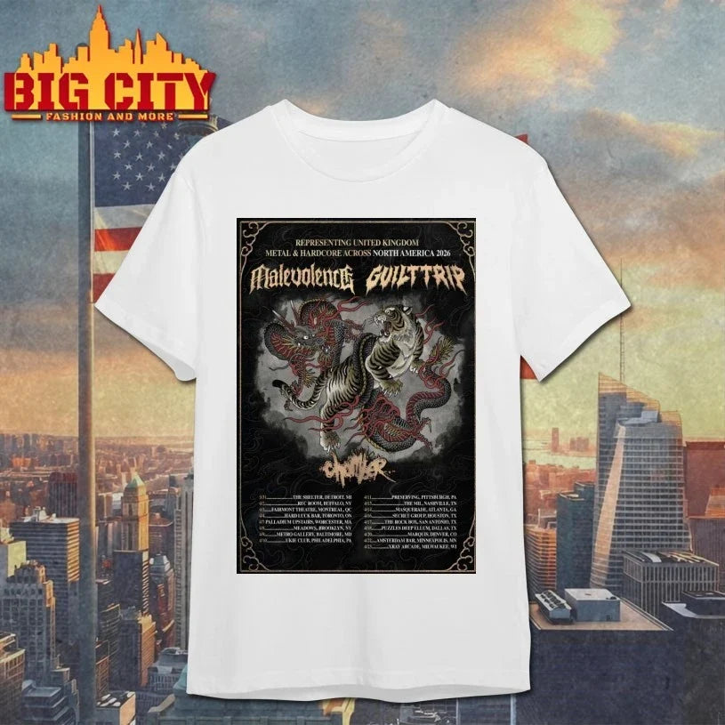 Original Malevolence And Guilttrip North America 2026 Tour Poster T-Shirt