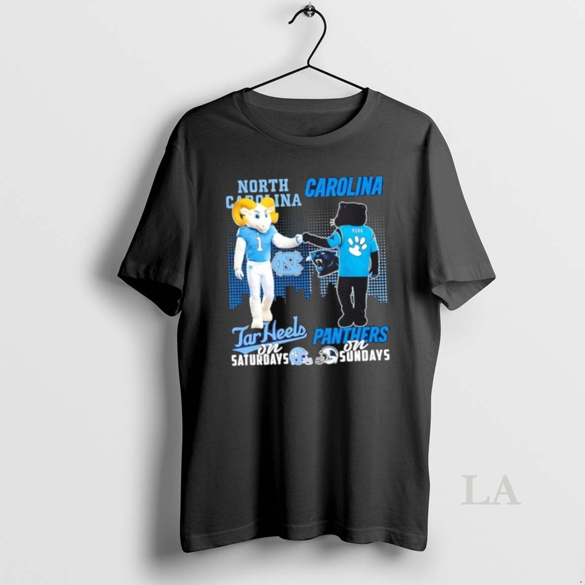 Original Mascots North Carolina Tar Heels Saturdays X Carolina Panthers Sundays Skyline T-Shirts