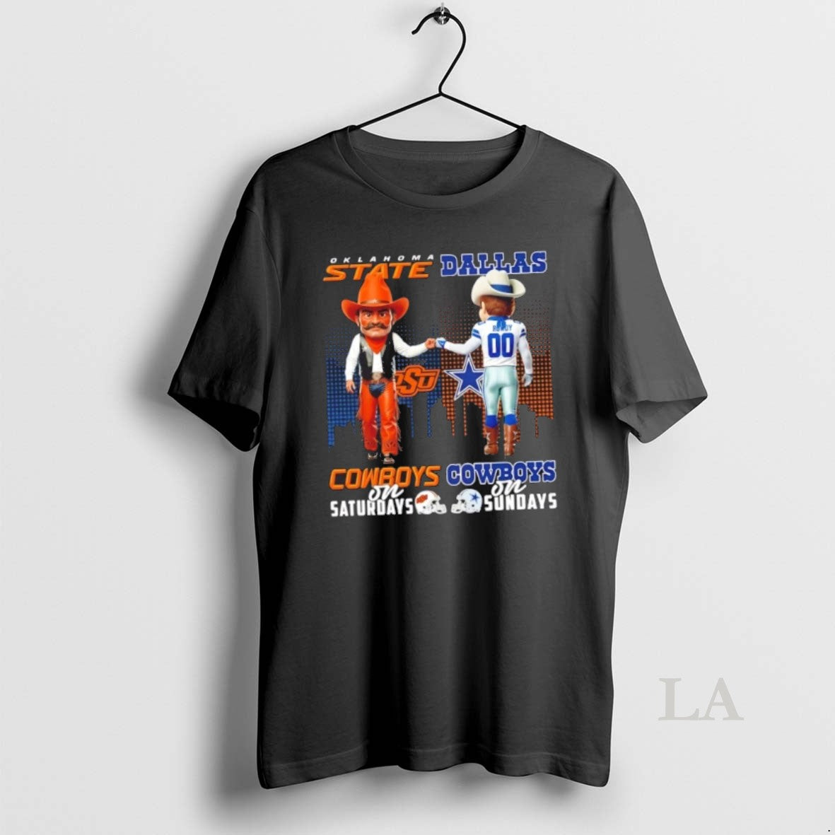 Original Mascots Oklahoma State Cowboys Saturdays X Dallas Cowboys Sundays Skyline T-Shirts