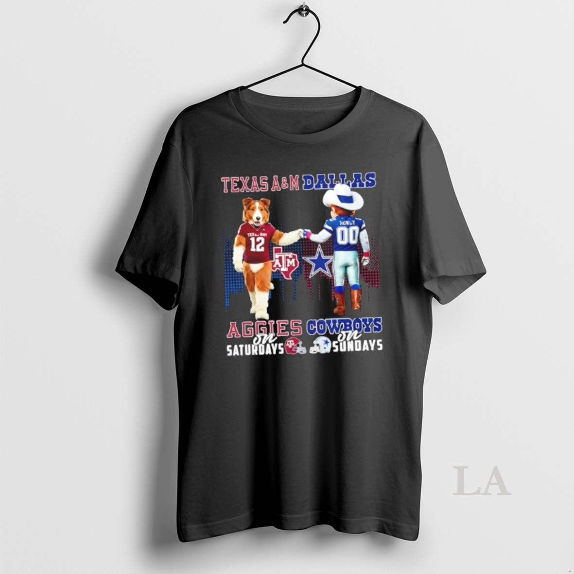 Original Mascots Texas Am Aggies Saturdays X Dallas Cowboys Sundays Skyline T-Shirts