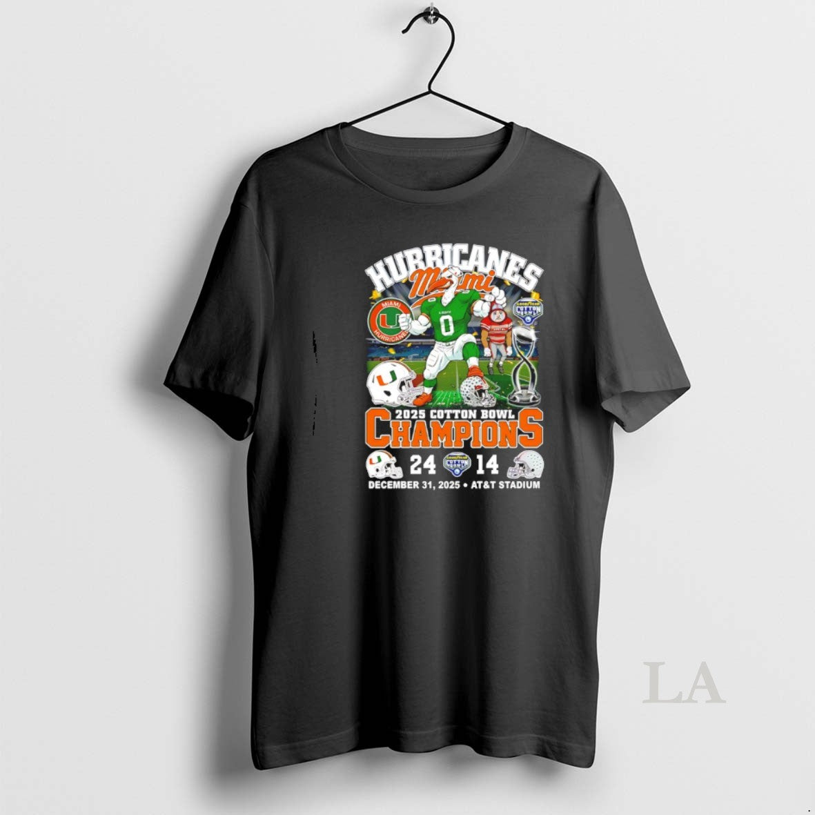 Original Miami Beat Ohio State 24 14 Win 2025 Cotton Bowl Classic Mascot T-Shirts