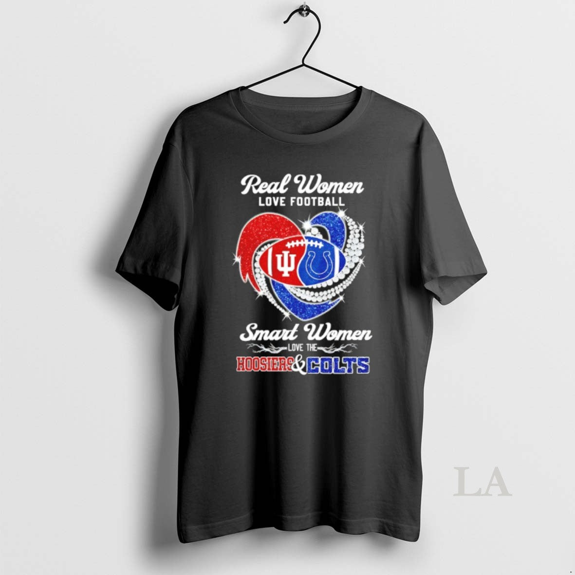 Original Real Love Football Smart Love Hoosiers Colts Diamond Heart T-Shirts