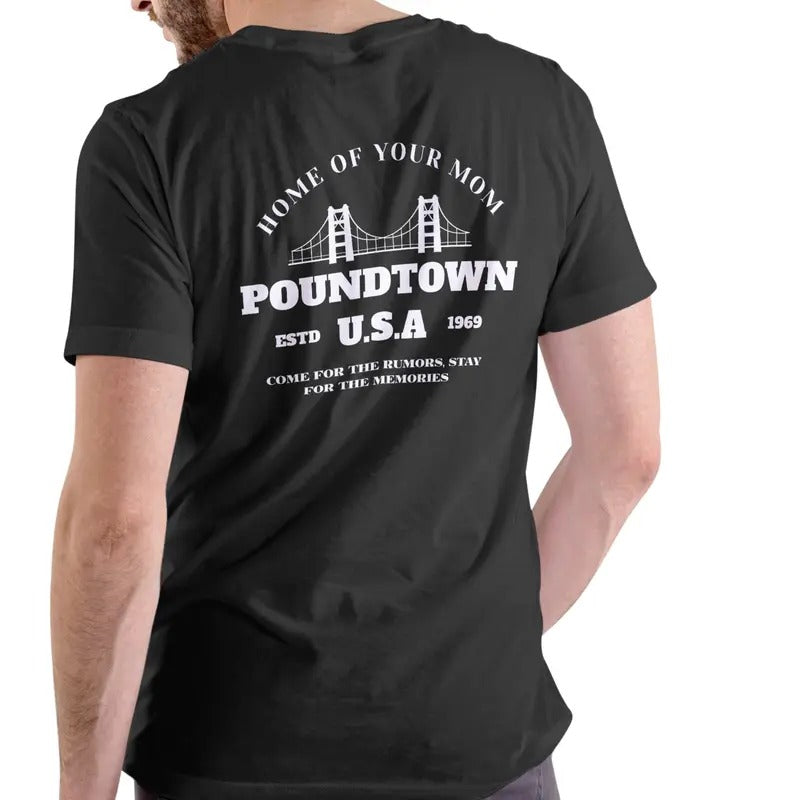 POUNDTOWN USA HOME YOUR MOM Cotton Casual Menswear T-Shirts