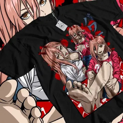 POWER Chainsaw Man Makima Denji Anime Manga Waifu Shirt T-Shirts