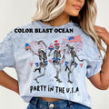 Party USA Skeletons Comfort Colors ~ Relaxed Fit Printed USA Womenswear Casual Comfort Cotton Top Athletic Boho Chic T-Shirts