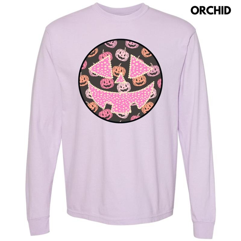 Pastel Jack O Lantern Happy Face Long Sleeve Comfort Colors 'NLB' T-Shirts
